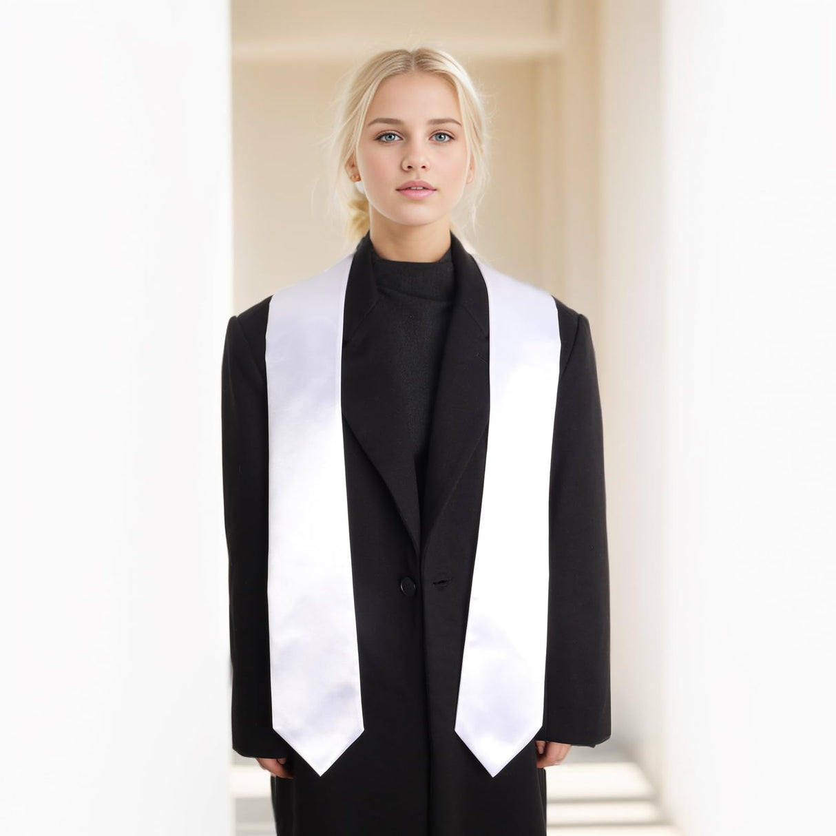 Gvhntk 6 Pieces 70 Inch Unisex Graduation Stole Plain Graduation Sash Stoles Honor Satin Stole for Adult Students Men Women Gvhntk