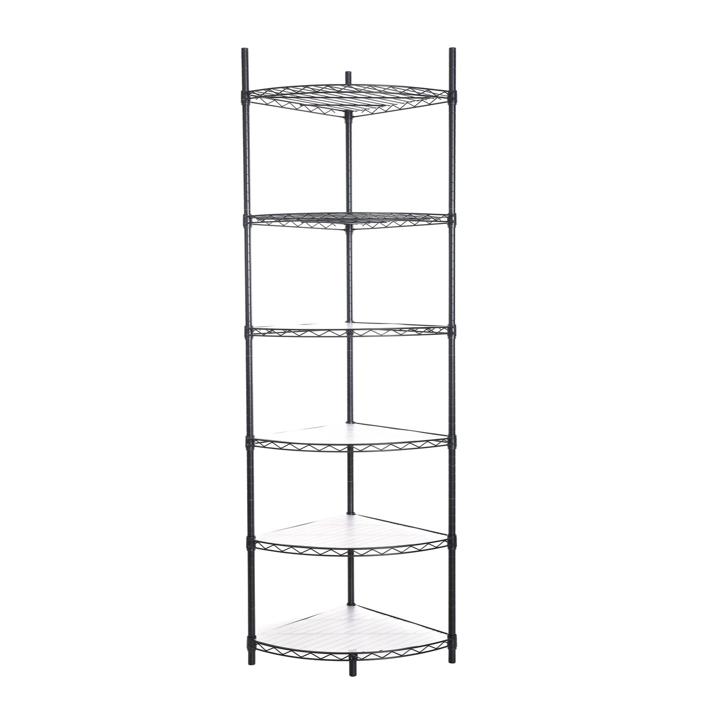 6 Tier NSF Metal Corner Shelf Wire Shelving Unit, 420lbs Capacity Heavy Duty Adjustable Storage Rack with Shelf Liners for Closet Kitchen Bathroom Garage Basement, 72" H x 18" L x 18" D - Black