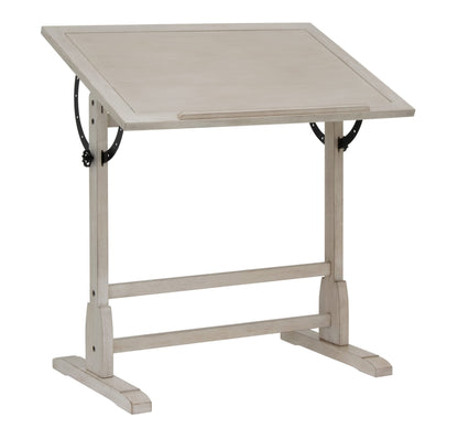 Studio Designs Vintage Drawing/Drafting Table with Pencil Ledge - 36" W x 24" D - Coastal Whitewash - Adjustable Tilting Top - WoodArtSupply