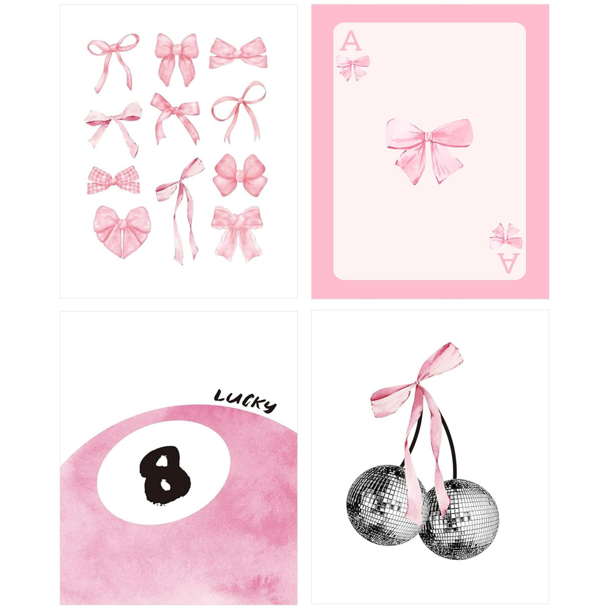 Yeaqee 4 Pcs Diamond Art Kits DIY Painting for Adult Aesthetic Wall Diamond Crafts Aesthetic Room Decor Cute Painting Pictures 5d Craft Wall Decor for Home 10 x 11.8''(Coquette) Yeaqee