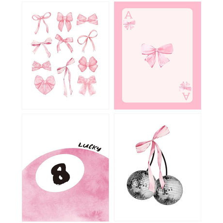 Yeaqee 4 Pcs Diamond Art Kits DIY Painting for Adult Aesthetic Wall Diamond Crafts Aesthetic Room Decor Cute Painting Pictures 5d Craft Wall Decor for Home 10 x 11.8''(Coquette) Yeaqee