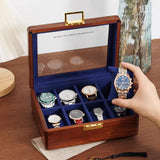 Solid Wood Watch Box 8 Slots With Glass Lid Walnut Collection Case For Men Women Luxury Wooden Display Organizer Storage Holder Bescott