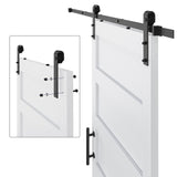 COSHOMER 32in x 84in Sliding Barn Door with 6ft Barn Door Hardware Kit & Handle, Pre-Drilled Holes Easy Assembly -Solid Barn Door Slab Covered with Water-Proof PVC Surface, White, 5 Panel COSHOMER