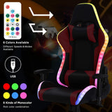 WZDHYYWS Gaming Chair with Speakers and Massage Computer Gaming Chair with LED RGB Lights and Footrest High Back Ergonomic Video Game Chair with Adjustable Lumbar Support for Adults,Red WZDHYYWS