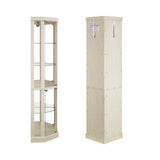 YSJZYBF Lighted Corner Curio Cabinet,Corner Display Cabinet Corner Storage Cabinet with Tempered Glass Doors Mirrored Back Panel Adjustable Shelves,16.46" L X 16.46" W X 69.84" H(Antique White) YSJZYBF