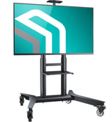 ONKRON Mobile TV Stand on Wheels for 55-90 Inch TV up to 198 lbs, Height Adjustable TV Stand Portable 200x200-800x600 VESA Mobile TV Cart Rolling TV Stand with Shelf/TV Movable Stand Black ONKRON