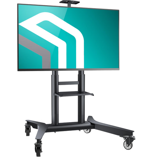 ONKRON Mobile TV Stand on Wheels for 55-90 Inch TV up to 198 lbs, Height Adjustable TV Stand Portable 200x200-800x600 VESA Mobile TV Cart Rolling TV Stand with Shelf/TV Movable Stand Black ONKRON