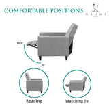 Naomi Home Landon Gray Microfiber Push-Back Recliner, Compact Comfort for Small Spaces, Plush Cushioning, Modern Armless Club Chair Naomi Home