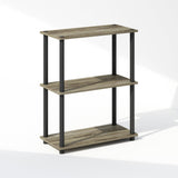 Furinno Turn-N-Tube 3-Tier Multipurpose Compact Bookcase, French Oak/Black Furinno
