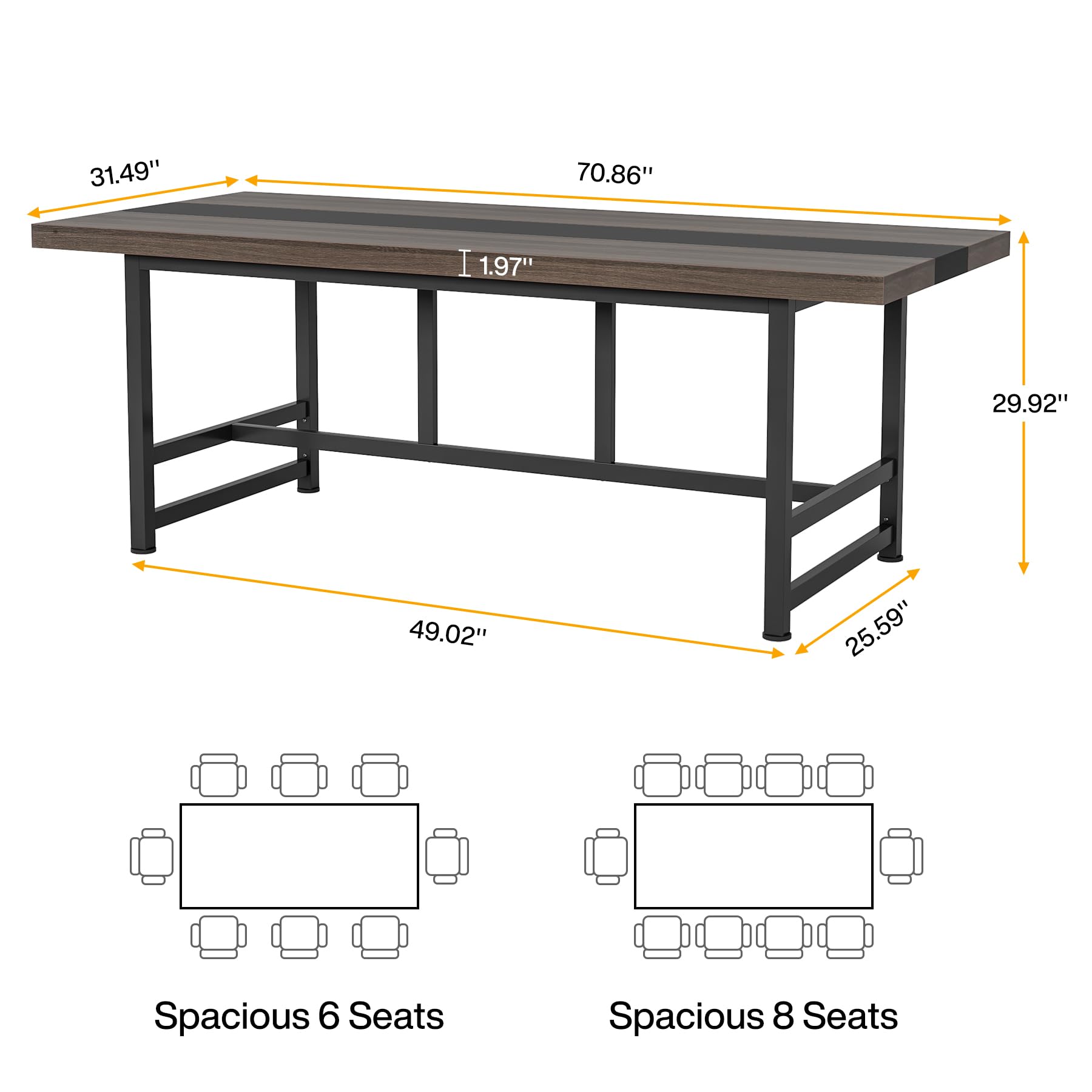 Tribesigns 70.8" Executive Desk, Industrial Large Wood Home Office Desk, Modern Simple Style Laptop Desk Study Writing Table Computer Desk for Home Office - WoodArtSupply