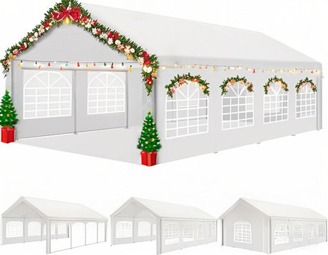 COBIZI 13x26FT Party Tent Heavy Duty Outdoor Gazebo White Event Shelter Wedding Canopy Tent for Parties Carport Commercial with Removable Sidewall Windows, Powder Coating (Better Than Galvanized) COBIZI