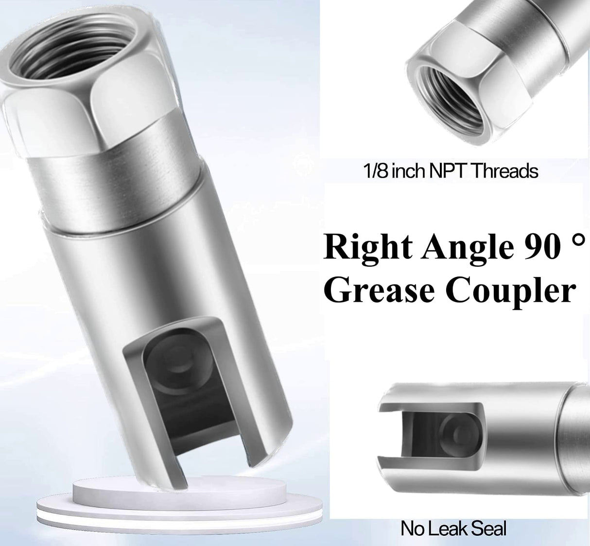 OKYOUK World's Smallest Grease Gun Coupler (Only 0.53 ") with Cleaning Tool, High Pressure Quick Release Grease Tips,Fit All 1/8" NPT Manual/Electric Grease Gun, for Greasing Locks onto Zerk Fittings OKYOUK