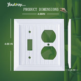 Pure White Classic Beadboard Wall Plates,Light Switch Covers,Electrical Outlet Covers, Switch Plates of Various Combination, Nature Bamboo Fiber Wall plate(2 Gang Toggle/Duplex 2 Pack) Funkiim