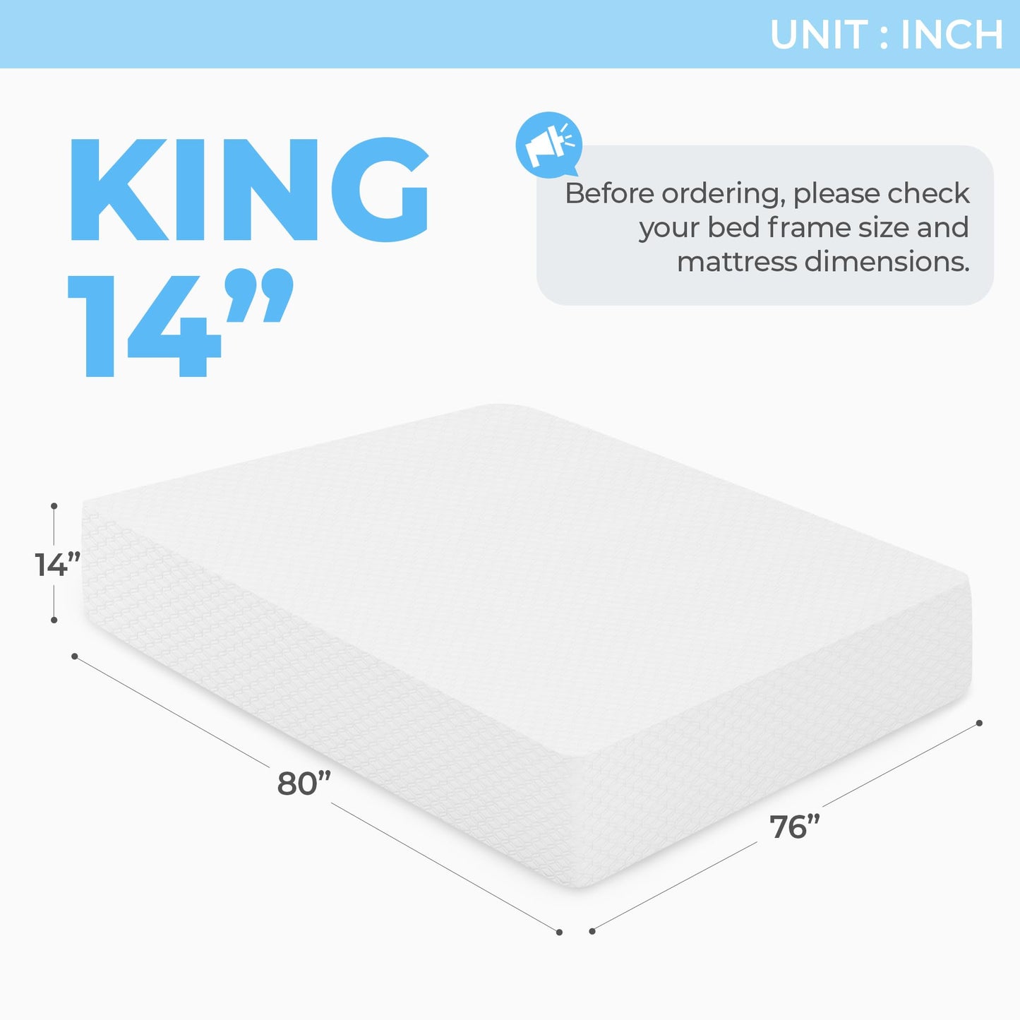 NEO SLEEP 14 Inch King Cooling Gel Memory Foam Mattress Medium Firm CertiPUR-US Certified Mattress in a Box Pressure Relief Removable Soft Cover No Fiberglass (King, 14 in)