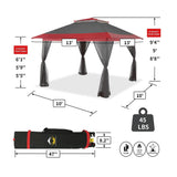 CROWN SHADES 13x13 Pop Up Gazebo, Canopy Tent, Gazebos on Clearance - Outdoor Gazebo for Backyard & Patio Furniture - Carpa Pop Up Tent with Wheeled STO-N-Go Cover Bag (Red & Grey) CROWN SHADES