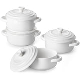 MALACASA Mini Cocotte Set - 14 OZ Small Casserole Dishes with Lids and Handles, Ceramic Mini Dutch Oven Set of 4, Small Baking Ramekins for Lasagna, Soufflé, Oven, Microwave & Dishwasher Safe, Series BAKE.BAKE MALACASA