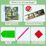 GEWOUVIN Fountain Bird Diamond Art Kits for Adults, Diamond Painting Kit for Beginners, Round 5D DIY Diamond Dots Art,Full Drill Painting Kit Art and Crafts for Adults Home Wall Decor【13.8x13.8inch】 GEWOUVIN