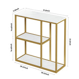 WOHOMO Console Table, Small Entryway Table with Storage Shelves 12'' Narrow Sofa Table Modern Hallway Table for Living Room 31.5" x12''x31.5'' White and Gold WOHOMO