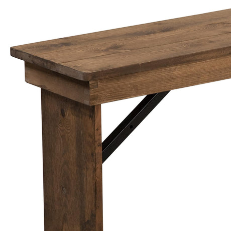 Flash Furniture HERCULES 40" x 12" Antique Rustic,Solid Pine Folding Farm Bench Flash Furniture