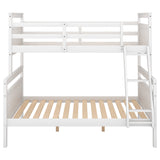 Bellemave White Twin Over Full Solid Wood Bunk Bed with Ladder and Guardrails Bellemave