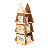 OOOK Solid Wood Rotating Bookshelf Tower 4 Tier, 360°Display Floor Standing Spinning Bookshelf Tower, Small Corner Bookcase for Small Spaces, Kids Tree Book Shelf for Kids Rooms, Classroom, Nursery OOOK