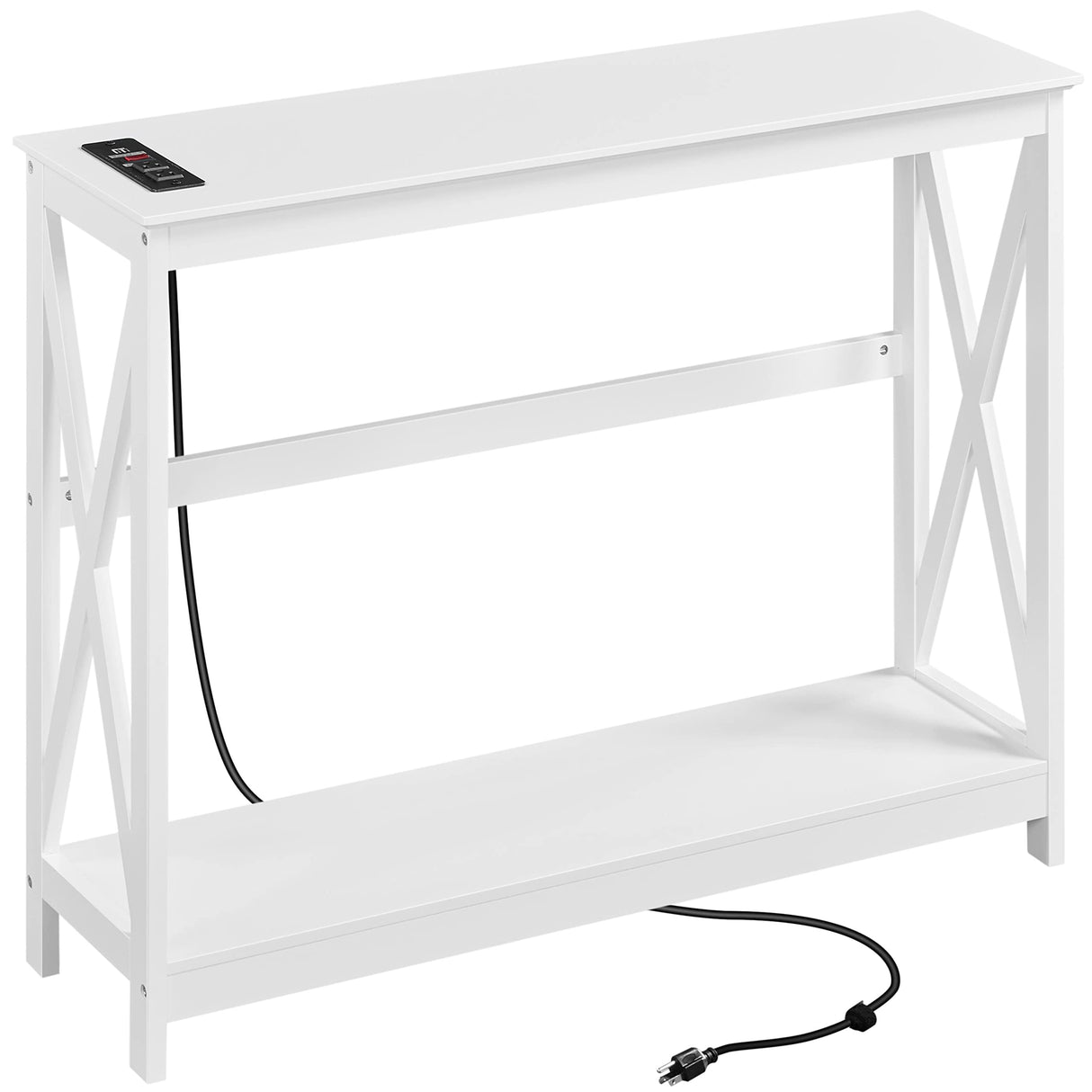Yaheetech Console Table with Power Outlets, 40 Inches Entryway Table with Charging Station, Wood Sofa Table with Storage Shelves, Side Table, for Hallway, Bedroom, Living Room, Foyer, White Yaheetech