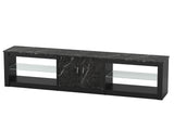 Bestier 80 Inch TV Stand for 75/85/86 inch TVs, LED Gaming Entertainment Center for PS5 with Storage Cabinet &Adjustable Glass Shelves, Modern TV Console Table for Living Room Bedroom, Black Marble Bestier