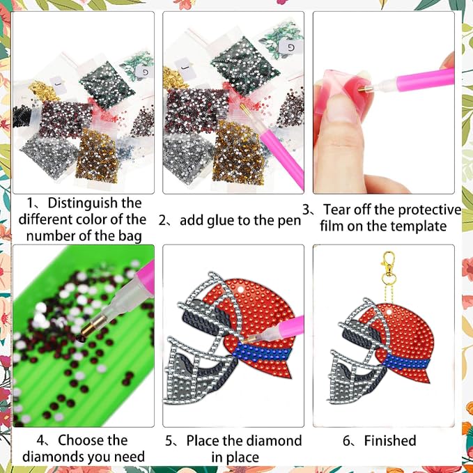 12 Pcs Baseball 5D DIY Diamond Art Painting Keychains Kits for Adult Beginners. Double Sided Hanging Baseball Keychains and Ornaments for Decoration Gifts (key05) Generic