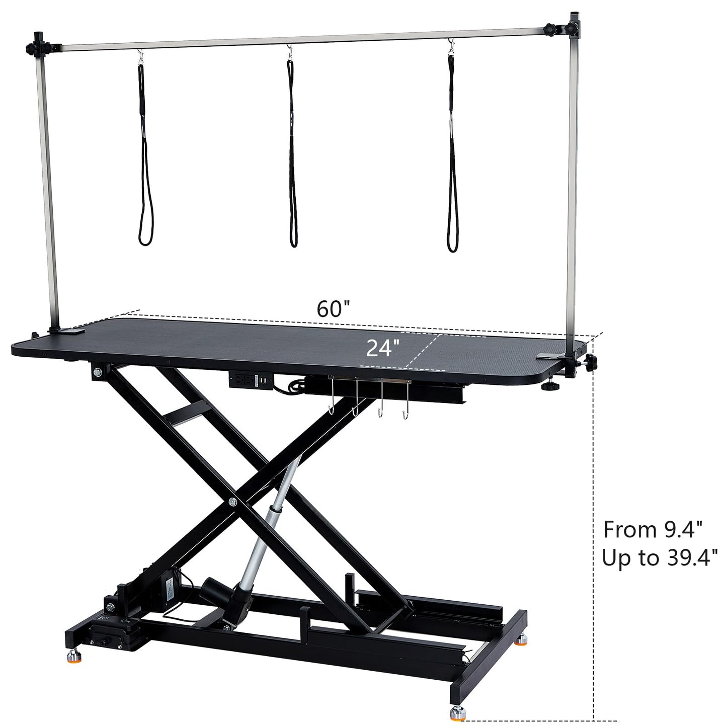 GarveeLife 60" Hydraulic Dog Grooming Table for Pet, Heavy Duty Structural Hydraulic Max Load 350Lbs Professional Pet Grooming Table with Adjustable Overhead Arm & Noose Height Range 9.4''-39 - WoodArtSupply