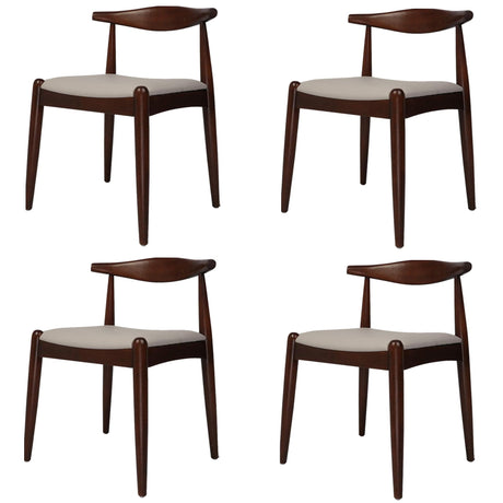 LUCKYERMORE Mid Century Dining Room Chairs Set of 4, Modern Kitchen Chairs with Solid Wood Indoor Classic Wishbone Chairs with Soft Cushion for Restaurant Cafes Farmhouse, Walnut, No Assembly Needed LUCKYERMORE