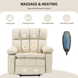 Zuacs Big Tall Man Lay Flat Recliner with Massage Heat, Extra Wide Power Lift Recliner Chair for Elderly,Adjustable Headrest,Extended Footrest, USB Ports,Type C,Hidden Cup Holders,Storage Boxes,Beige Zuacs