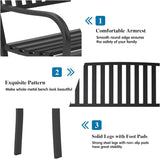 On Shine 50'' Outdoor Bench Weatherproof, Cast Iron All Metal Frame Garden Bench, Anti-Rust Patio Park Bench Clearance for Front Porch, Yard, Lawn, Deck On Shine