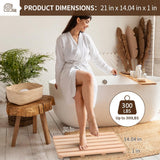 Wooden Bath Mat Non-Slip Hinoki Cypress Wood Shower Mat Waterproof Luxury Spa Bathtub Mat for Indoor or Outdoor Use, 21 x 14 x 1 Inches Rsuwiz