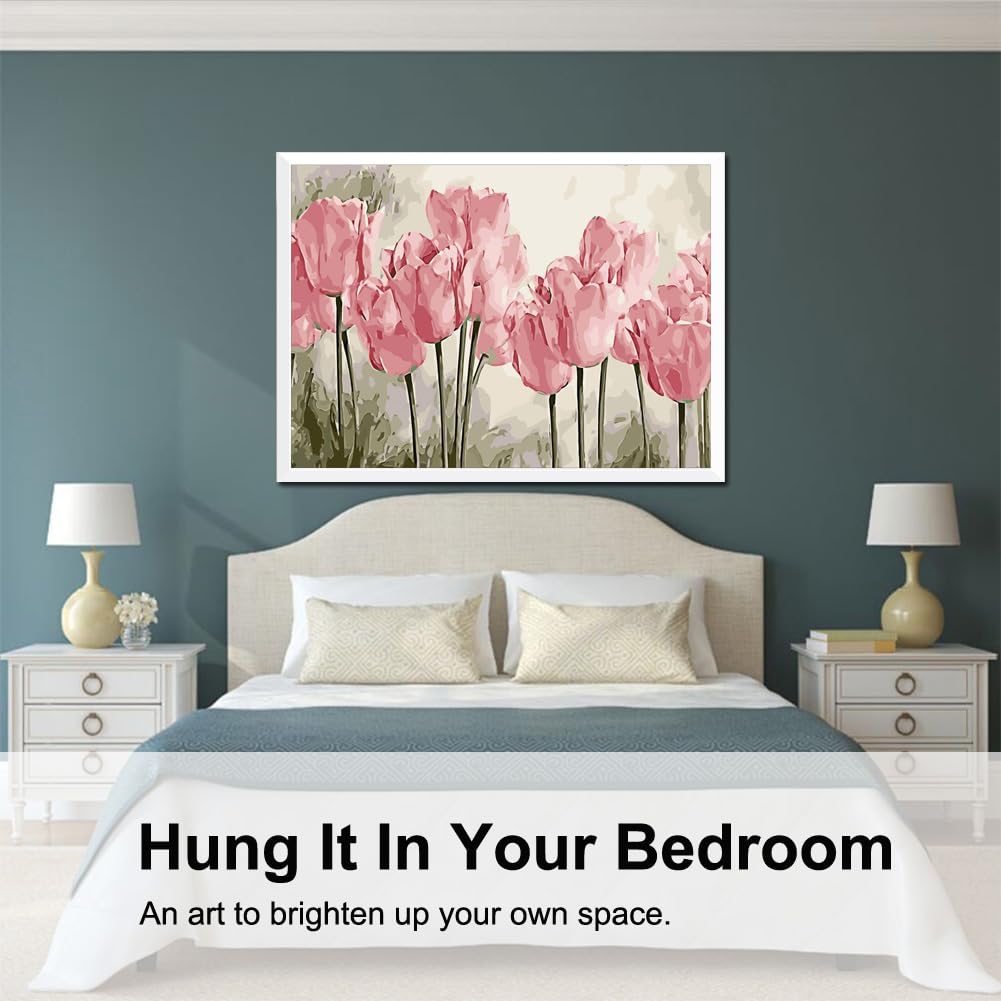 BAISITE Paint by Numbers Kit for Adults Beginners,20" Wx16 L Canvas for Painting Kits for Adults in Colorful Box Poppy Flowers-BSC002 BAISITE