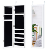 Giantex Jewelry Cabinet Armoire Door Wall Mounted, Full Length Mirror and 5 Storage Shelves for Display Bracelets Rings Cosmetics Hanging Organizer, Mirrored Storage Jewelry Cabinets Giantex