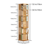 Versatile 360° Rotating Bamboo Bookshelf Tower - Stylish 6-Tier Spinning Storage for Home and Office LSZMXI