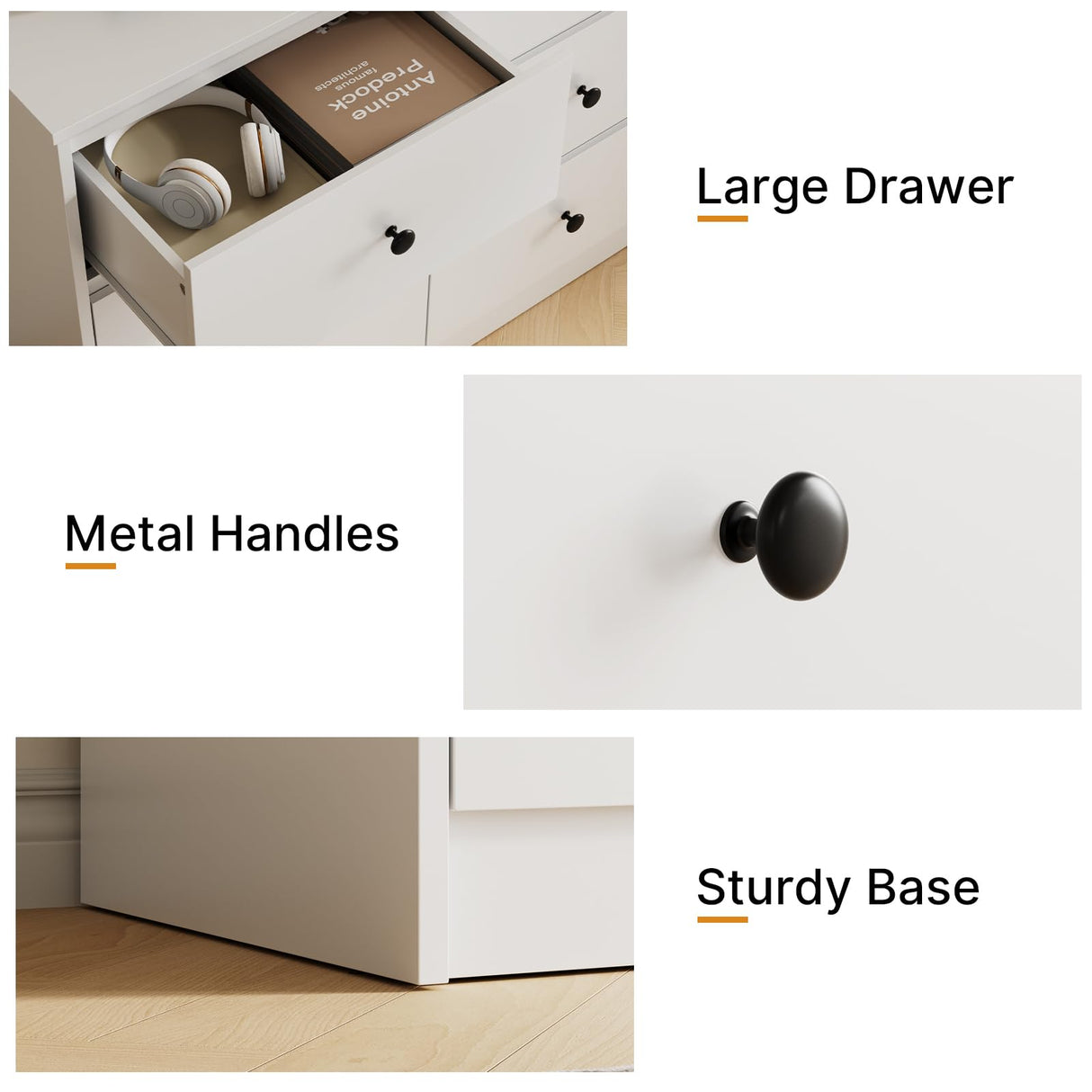 Tradare 9 Drawer Dresser for Bedroom, 59" Wide White Chest of Drawers, Wooden Dresser with 9 Drawers with Ample Storage, Modern Storage Organizer for Hallway,Nursery Tradare