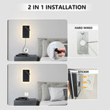 LED Reading Light Wall Mounted Lamp with 3 Brightness Dimmable & USB C+A Ports, Black Bedside Wall Lamps for Bedroom, Wall Sconce with Switch, Bed Lights for Headboard, Hotel, Bunk Bed, Dorm MOLUOLA LIGHTING
