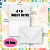 50 Pack Heavyweight Cotton Watercolor Cards with Envelopes, 4 x 6 Inch, Perfect for Painting or Card Making, Ideal for Christmas and Birthday Gifts ANSSDO