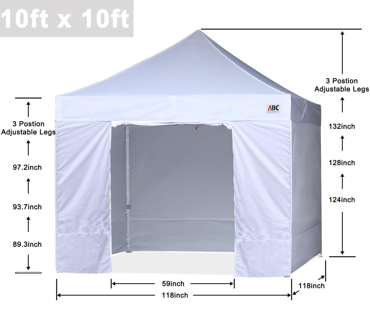 ABCCANOPY Easy Pop Up Canopy Tent with Sidewalls 10x10 Commercial -Series, White ABCCANOPY