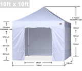 ABCCANOPY Easy Pop Up Canopy Tent with Sidewalls 10x10 Commercial -Series, White ABCCANOPY