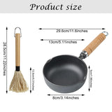 HyzaPhix Cast Iron Sauce Pot and BBQ Mop Brush Set for Grilling, BBQ Basting Set with Saucepan and Brush Barbecue Accessories Meat Smoker Accessories Gift for Men (Black) HyzaPhix