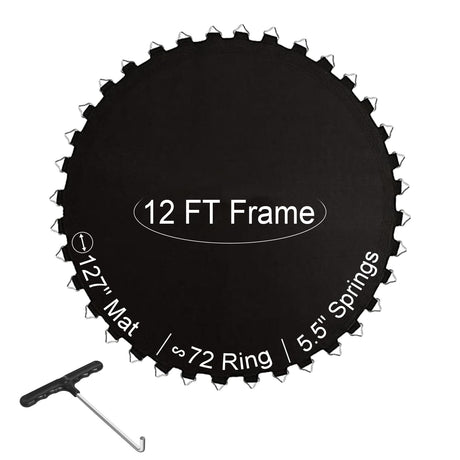 Ketofa 12FT Trampoline Mat Replacement, Fits 5.5" Springs 72 V-Hooks Round Trampoline Frame, 127" Premium Trampoline Jumping Mat (Excluding Frame and Spring) Ketofa