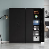 MIIIKO Black Metal Cabinet with Doors and Shelves, 72" Tall Steel Cabinet for Storage with 5 Shelves, Garage Storage Cabinet Heavy Duty, 18" Deep Locker Cabinet for Home Office Pantry Workshops MIIIKO