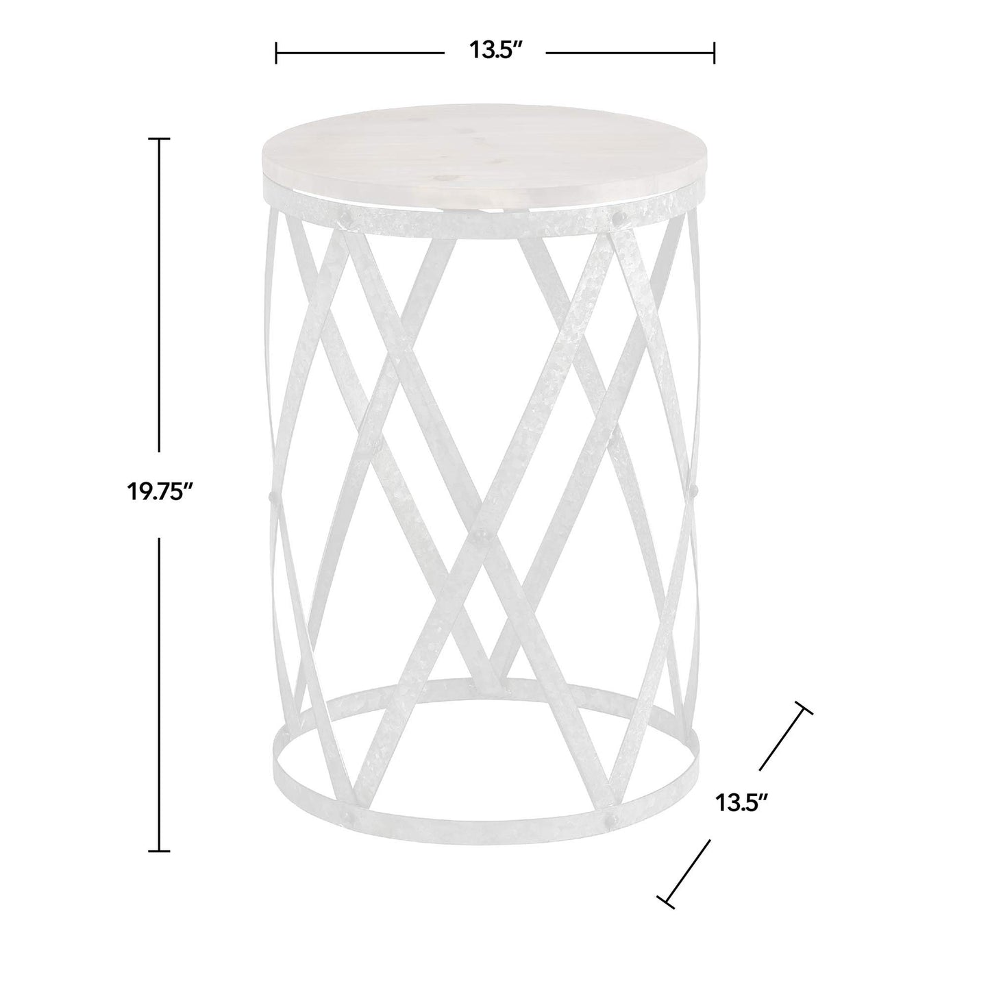 FirsTime & Co.® Westbrook Farmhouse Cottage Galvanized Table, American Crafted, Weathered Brown, 13.5 x 13.5 x 20 , - WoodArtSupply