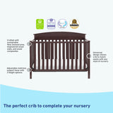 Graco Benton 5-in-1 Convertible Crib (Espresso) – GREENGUARD Gold Certified, Converts from Baby Crib to Toddler Bed, Daybed and Full-Size Bed, Fits Standard Full-Size Crib Mattress Graco