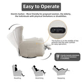 INZOY Power Swivel Rocker Recliner Glider, Oversize Electric Swivel Rocker Recliners with Highly Enveloping Backrest, Nursery Rocking Recliner Chair Leathaire Reclining Sofa for Living Room, White INZOY