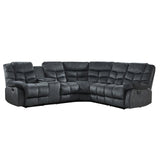 EBELLO Manual Reclining Sectional Sofa Set for Living Room, Soft Fabric Recliner Corner Sectional Couch with Center Console, Cup Holder and Storage, Grey EBELLO