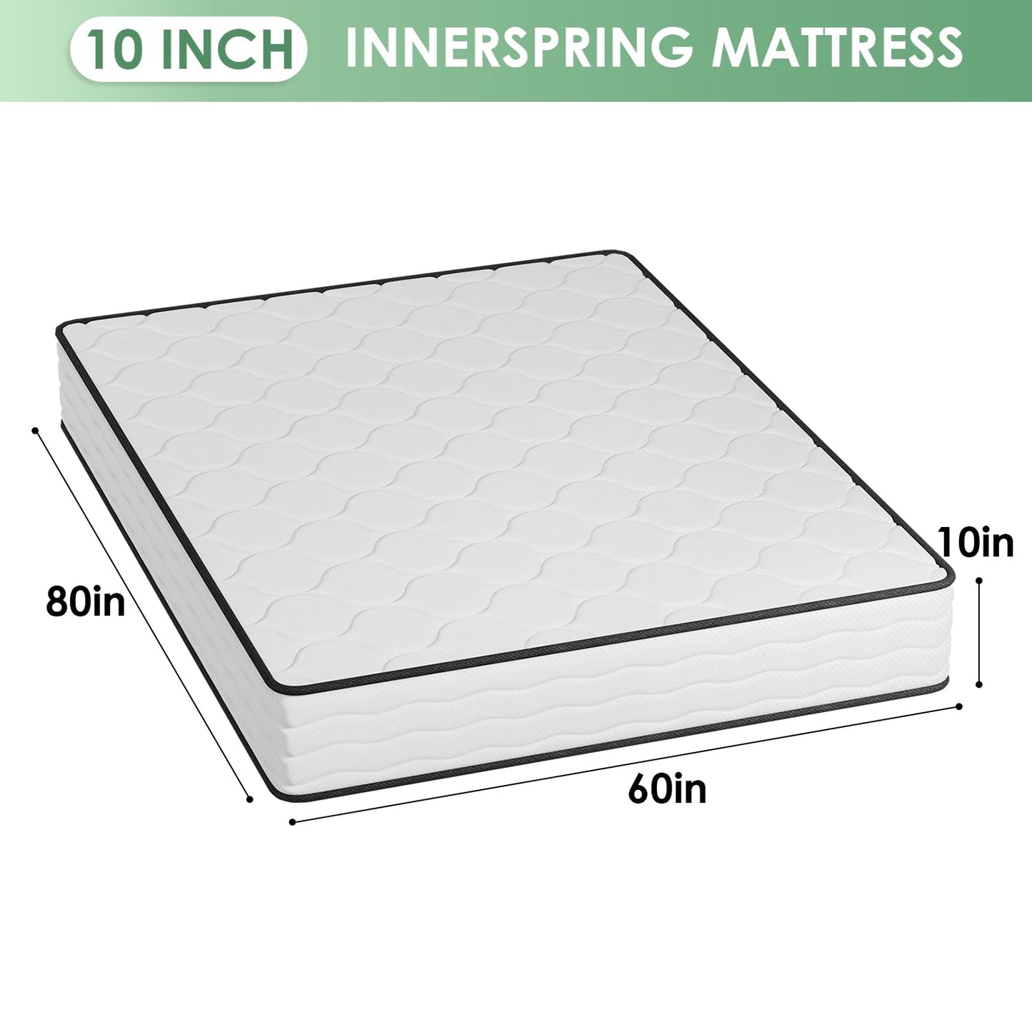 PayLessHere 10 Inch Innerspring Queen Mattress Medium Firm Hybrid Mattress with Removable Cover CertiPUR-US Certified Bed-in-a-Box Pressure Relief Foam Mattress,White