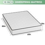 PayLessHere 10 Inch Innerspring Queen Mattress Medium Firm Hybrid Mattress with Removable Cover CertiPUR-US Certified Bed-in-a-Box Pressure Relief Foam Mattress,White PayLessHere